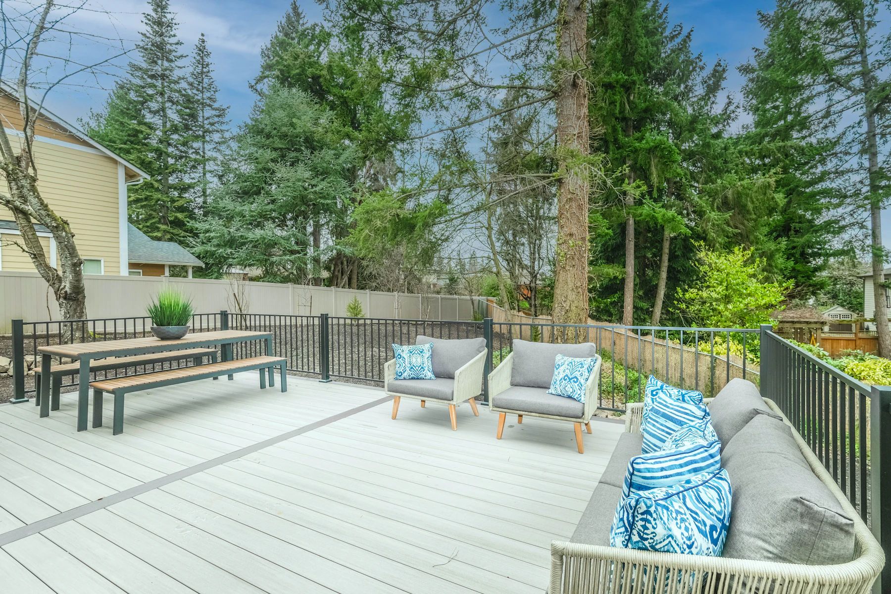Wooden deck boards in afternoon light